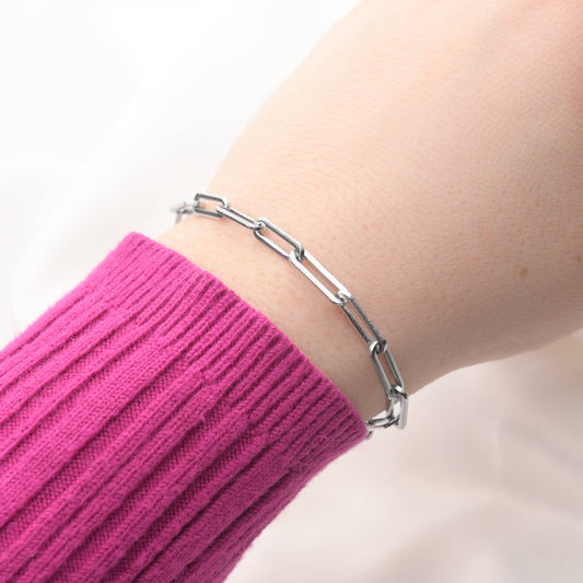 Thick Paperclip Bracelet | Silver