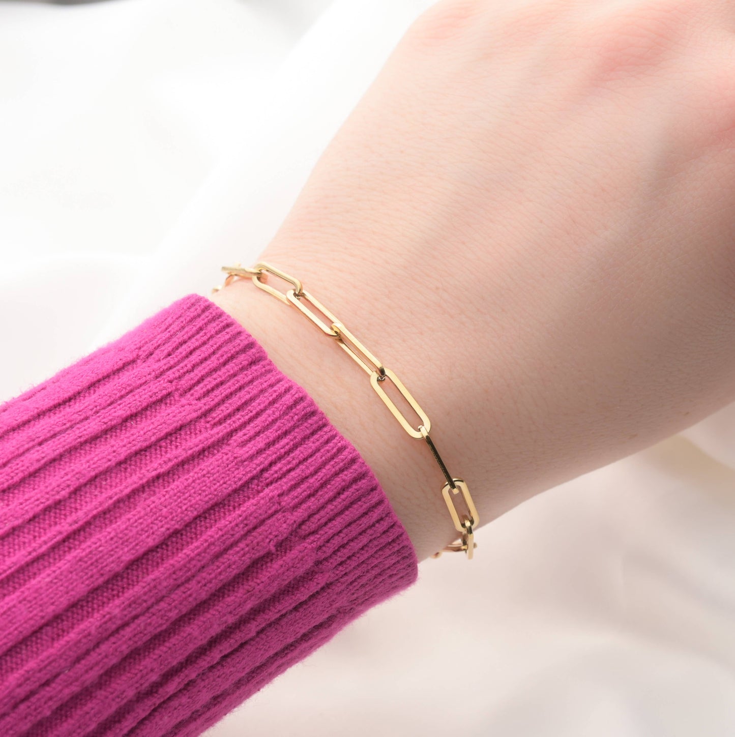 Thick Paperclip Bracelet | Gold