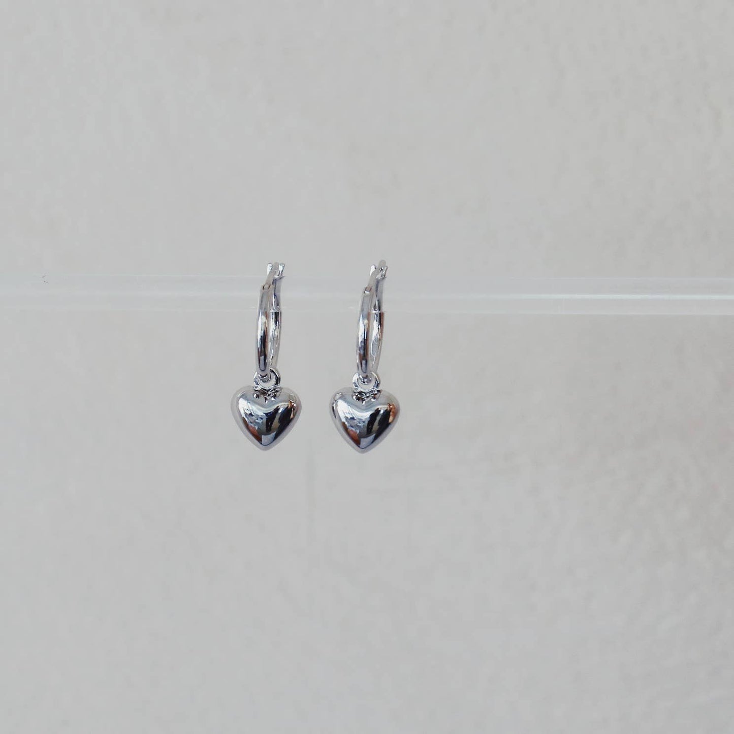 Heart Pendant Earrings | Silver