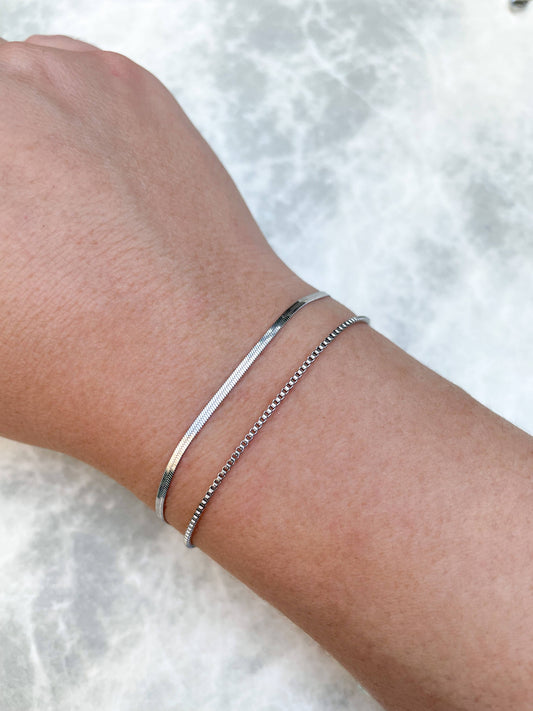 Dainty Silver Bracelet | Herringbone