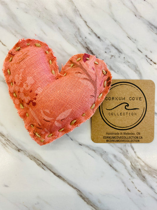 Pink Floral Linen Heart